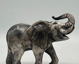Vintage Pewter Elephant Trunk Up Handcrafted Figurine Taiwan 1995 PG Small - $11.64