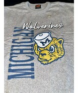 Michigan Wolverines Retro Vintage Mascot Sweatshirt Gray Large College V... - $67.63 CAD