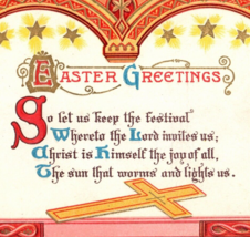 Easter Greetings Antique Posted Postcard Cross Gold Trim - £8.02 GBP