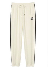 VICTORIA SECRET PINK Sweatpants Jogger sz M pants logo Reverse Fleece Ivory - £27.37 GBP