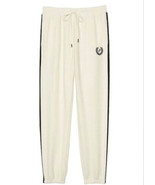 VICTORIA SECRET PINK Sweatpants Jogger sz M pants logo Reverse Fleece Ivory - £27.37 GBP