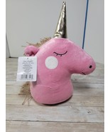 New Weighted Pink Unicorn Plush Doll Door stopper Yarn Hair  8.5&quot; x 11&quot; ... - $304.44 MXN