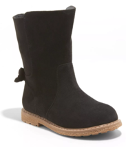 Cat &amp; Jack Niña Negro Cuero Imitacion Hermione Alto Moda Lazo Botas de M... - $279.85 MXN