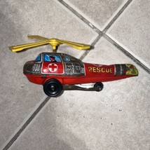 Vintage Japanese Litho Tin Toy Rescue Helicopter Friction Toy - £4.69 GBP