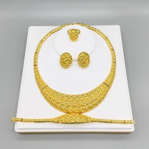 Dubai Luxury Gold Plated Jewelry Elegant Nigeria Heart Shaped Jewelry African La - £55.37 GBP