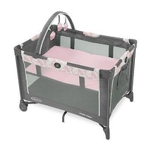 Baby Pack Play Portable Crib Playard Playpen Bassinet Toy Bar Pink Floral Grey - £68.38 GBP