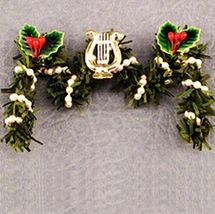 Christmas Fireplace Swag - Garland w Lyre dhs4743 Doll House Shoppe Miniature - £9.79 GBP
