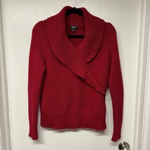 Talbots Womens Red Faux Wrap V Neck Pullover Sweater Chunky Knitted Size SP - £26.31 GBP