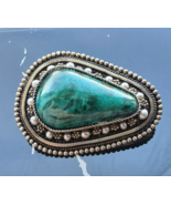 VINTAGE 925 STERLING SILVER ISRAEL 1950 MALACHITE BROOCH PENDANT - $1,623.73 MXN