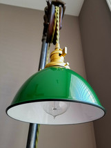 Green porcelain enamel shade: 7&quot; industrial dome, 5.7cm place, metal - £20.40 GBP
