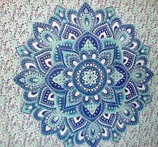 Traditional Jaipur Large Indian Tapestry, Lotus Ombre Mandala Wall Hanging, Bohe - £27.58 GBP