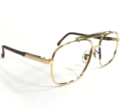 Vintage PI Safety Eyeglasses Frames 5 3/4 Brown Wood Grain Gold Z87 58-16-135 - £43.94 GBP