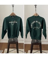 Vintage 90s Sweatshirt Unisex Novelty Fishing Captain Bluegill Green L - $20.16