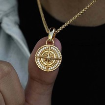 2Ct Round Cut Simulated Diamond Pendant 14K Yellow Gold Plated Silver - $2,154.59 MXN