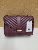 Time and Tru Women’s Plum Quilted Satchel Flap Closure Handbag Shoulder ... - £22.42 GBP