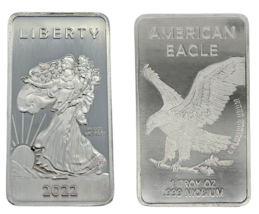 1 TROY OUNCE/OZ 999 Pure Precious Metal Walking Liberty Eagle Niobium Bar Silver - £23.79 GBP