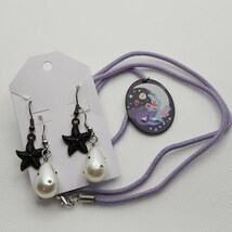 Mermaid on Moon Necklace and Earrings Set - $6.00
