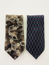 Barrington Ties Imported Italian Silk Set of 2 Blue Diamond &amp; Chocolate Jewel - $19.80