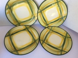 VTG Vernon Kilns USA Vernonware Gingham Handpainted set of 4 salad plates 7.5” - £22.15 GBP