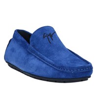 Giuseppe Zanotti Men&#39;s Italy Blue Loafer Suede Shoes Driving Moccasin Size 13 - £208.73 GBP