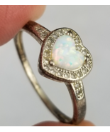 STERLING SILVER &amp; OPAL womens ladies ring SIZE 9.5 white green .925 Esta... - $805.40 MXN