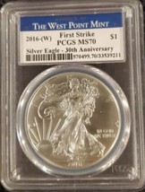 2016-(W) American Silver Eagle- PCGS- MS70- First Strike- 30th Anniversa... - £108.37 GBP