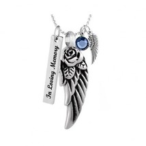 Rose Angel Wing Cremation Jewelry Urn - Love Charms™ Option - £23.94 GBP