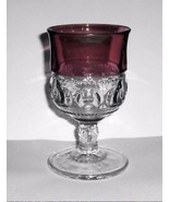 Vintage King`s Crown THUMBPRINT Ruby Red Flash Indiana 5 1/2&quot; Water Gobl... - $186.88 MXN