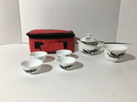 Dr Tea Tea Cup Set  in Red zipper travel bag 8 piece - £15.57 GBP