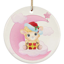 Cute Baby Sheep Pink Moon Ornament Christmas Gift Home Decor For Animal Lover - £11.64 GBP
