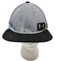 Under Armour Mens Flat Billed Gray Black Ball Cap Hat Snapback Adjustable - £7.90 GBP