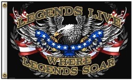 Legends Live Where Legends Soar Usa Flag Polyester 3x5 Feet - £4.14 GBP