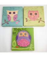 Owl Wall Art Canvas Prints Nursery Childrens Kids Baby Colorful 11.5&quot; x ... - £29.73 GBP
