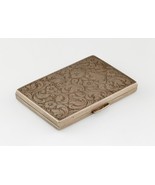 Antique Silver Makeup Compact With Flora Pattern &amp; Diamond Pattern - $4,720.95 MXN