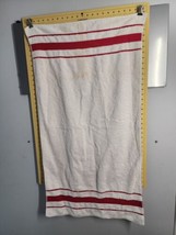 Vintage Martex Bath Towel White with Red Stripes Cotton Blend MCM Retro - $18.80