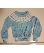 Vintage 80s Disney Winnie The Pooh Fair Isle Floral Sweater Girls 4T Tod... - $38.66 CAD