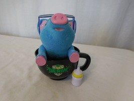 Toy Teck Flocked Teacup Piggies Pig Talks 6”  Demin Blue with Cup  Vintage - $23.78