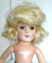 Vintage 1950&#39;s Mary Hoyer 14&quot; Hard Plastic Platinum Hair Brown Eyes No Clothes - £75.93 GBP