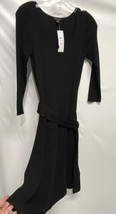 Ann Taylor Rich Black Knit Ribbed Sweater Dress A Line Stretch Elegant N... - $69.27