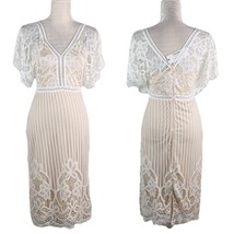 Boohoo Occasion Dress 6 White All Over Lace Bodycon Midi New - $29.69