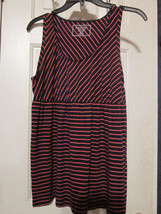 NWT - NAUTICA Adult Size L Navy Blue &amp; Pink Stripe Sleeveless Sleepwear Top - £15.79 GBP