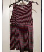 NWT - NAUTICA Adult Size L Navy Blue &amp; Pink Stripe Sleeveless Sleepwear Top - £15.65 GBP