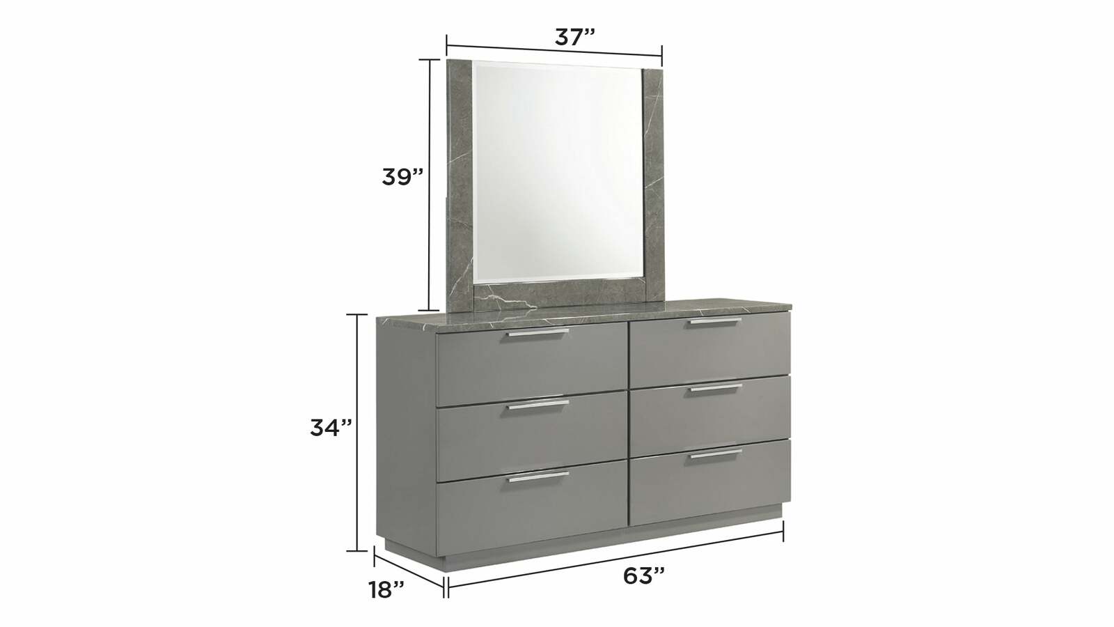 Elara Dresser Gray Two-Tone High-Gloss Marble Lacquer Drawers Item image 4