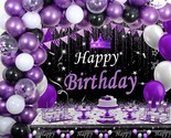 Purple And Black Party Decorations For Women, Purple Birthday Decoration... - $35.99