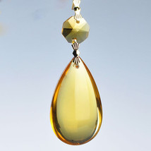 3.7&#39;&#39; 20x Golden Chandelier Glass Crystal Lamp Prisms Part Hanging Drops Pendant - £13.52 GBP