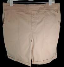 Soft Surroundings Xl Shorts Tan Khaki Harper Pockets Cotton Pullon - £10.90 GBP