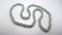 Vintage Faux Pearl Blue Accent Twisted Necklace 31&quot; x 9mm - £11.90 GBP