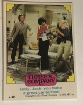 Three’s Company trading card Sticker Vintage 1978 #40 John Ritter Suzanne Somers - £1.97 GBP