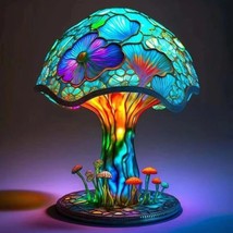 Mushroom Table Lamp Decore Resin imitating Stained Glass Decor Gifts - £29.62 GBP