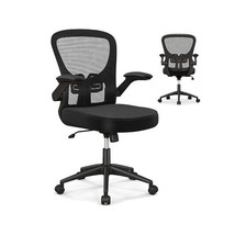 Adjustable Swivel Mesh Task Office Chair with Flip-Up Armrests-Black - $148.49